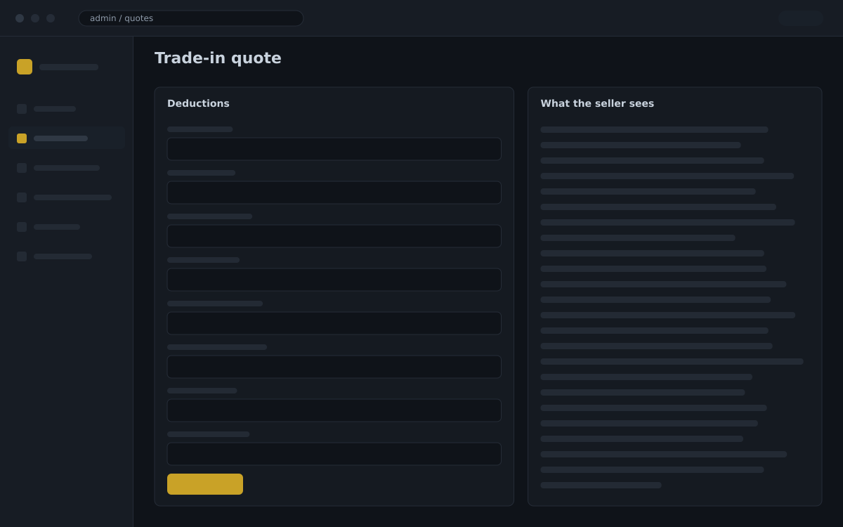 Building a trade-in quote from the shop's own deduction rules