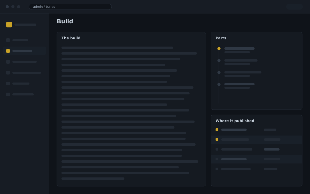 A build record with its photos and parts list