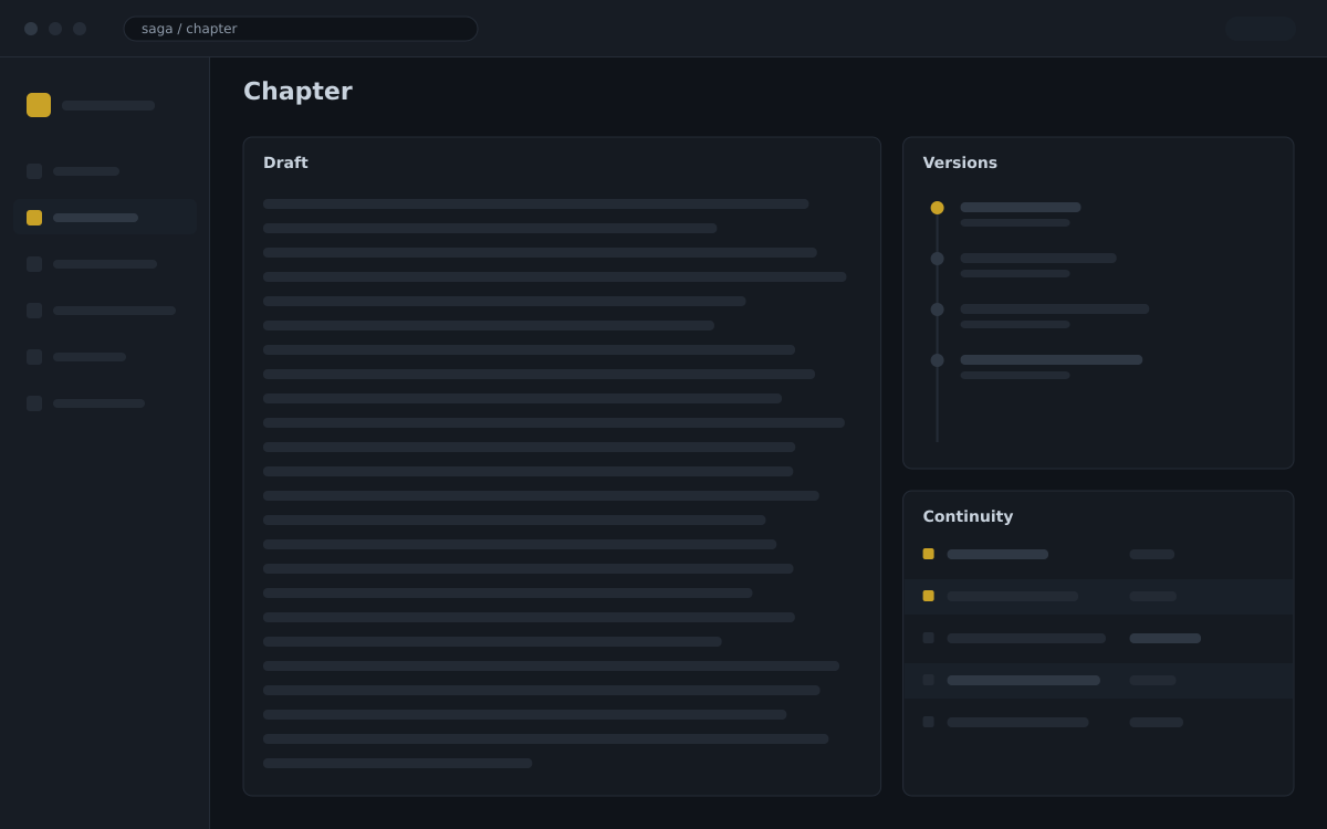 A chapter with its version history and continuity notes